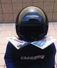 Casco jet nero lucido con visiera scomparsa NUOVO