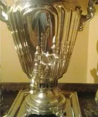 Samovar in metallo argentato con vassoio - Lucca