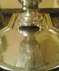 Samovar in metallo argentato con vassoio - Lucca